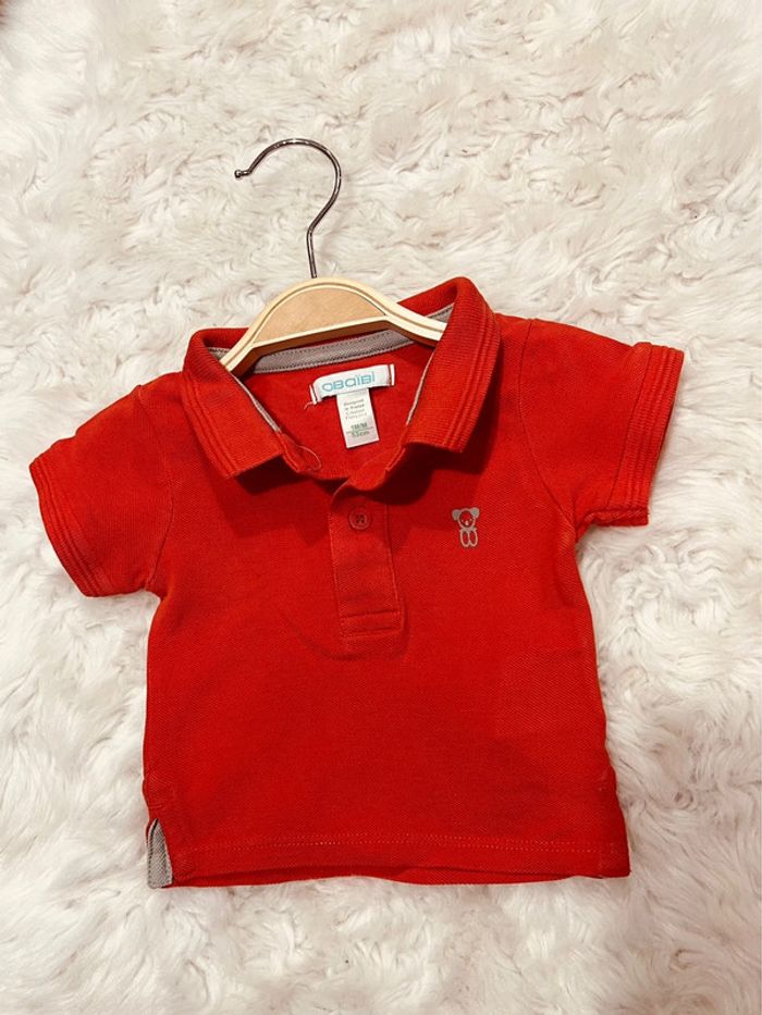 Taille 1 mois ensemble 2 pièces garçon orchestra Obaibi beige et rouge * salopette polo * 💙 - photo numéro 3