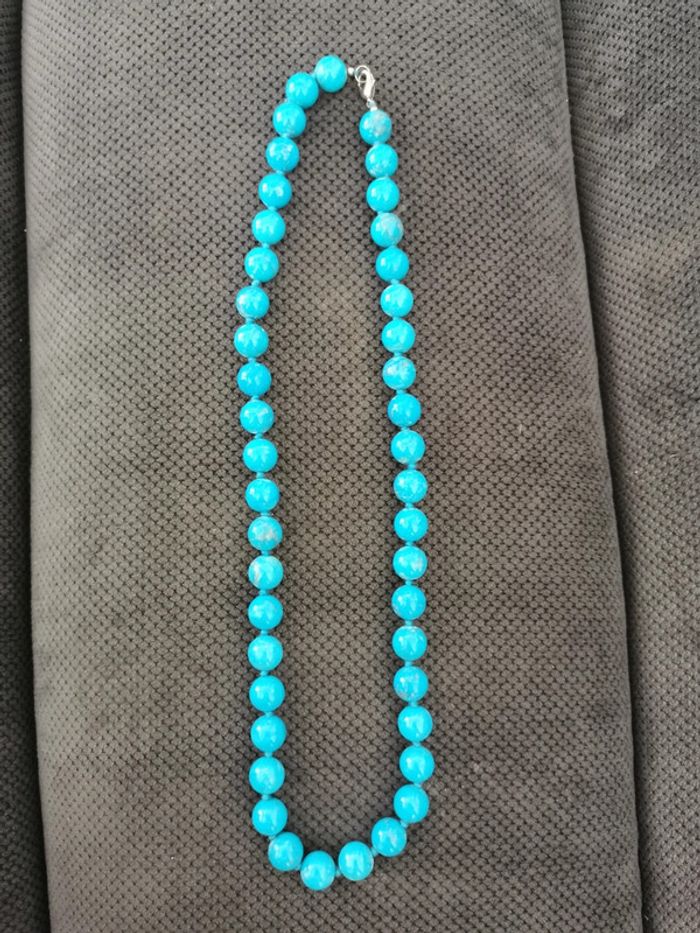 Collier perles bleu turquoise - photo numéro 3