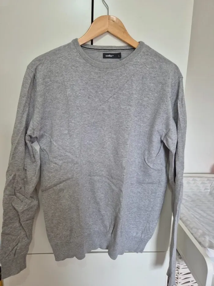 Pull CELIO col rond man homme 
Taille L gris - manches longues - photo numéro 4