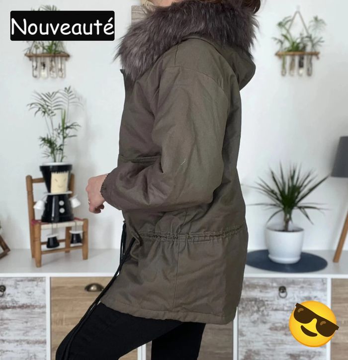 Parka à capuche kaki neuf toute douce à l’intérieur - taille M - ici moda - photo numéro 6