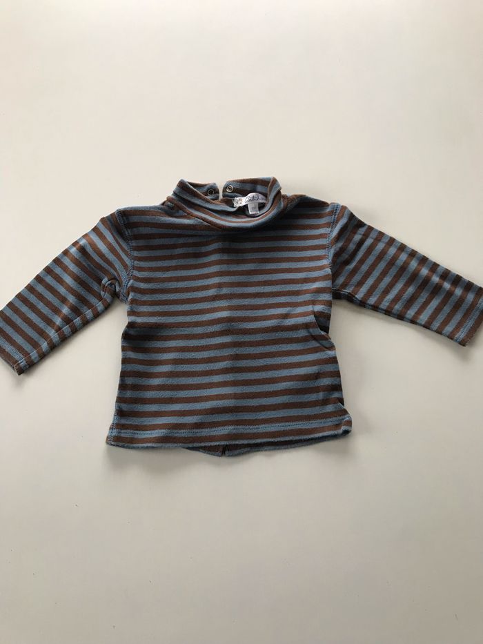 Sous-pull bébé rayé marron/bleu 6 mois