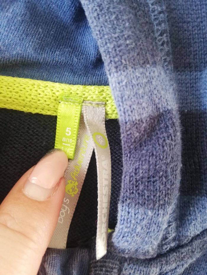 Gilet bleu zippé à capuche Orchestra 5 ans - photo numéro 3