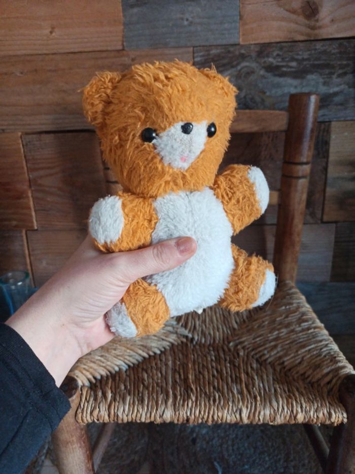 peluche ours hochet orange Nounours vintage - photo numéro 2