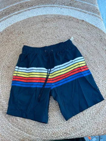 Short de Bain Nautica Marine et Rouge Homme S | Très Bon État | Style Classique | BS1989
