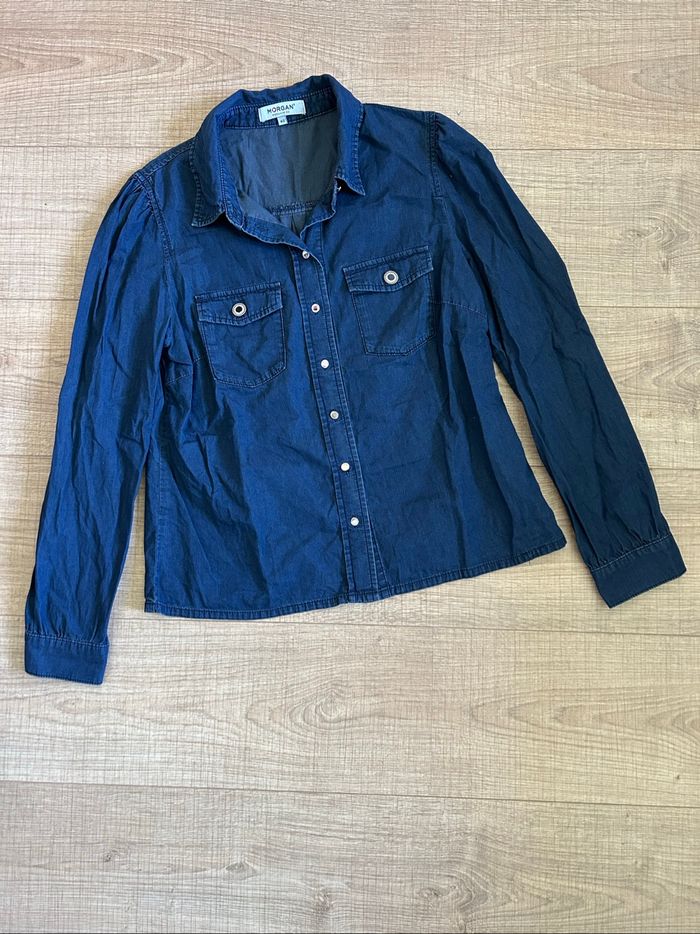 Chemise bleue marine à manches longues Morgan taille 40 TBE - photo numéro 7