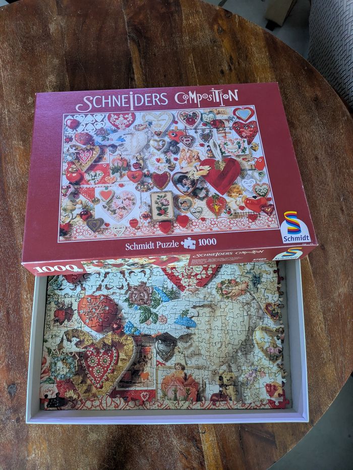 Magnifique puzzle Coeurs vintage Schmidt 1000 pièces - photo numéro 3