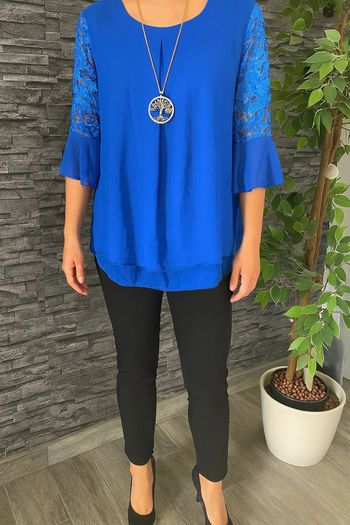 💙 Élégante Blouse Bleu Roi – Neuve avec Étiquettes – Taille 42 Made in Italy 💙