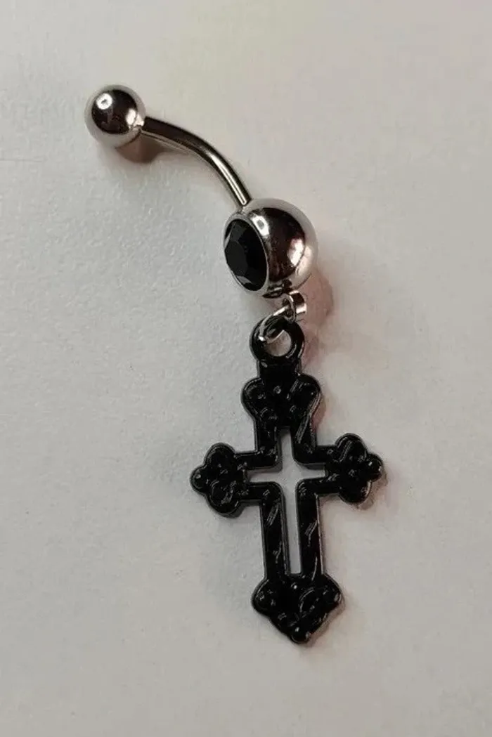Piercing Nombril - Croix noire, neuf - photo numéro 4