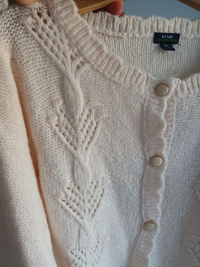 Gilet cardigan beige crème 10 ans - photo numéro 3