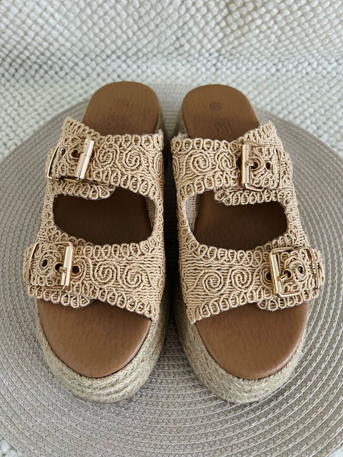 Mules beige en corde à motif tressé taille 38 Merry Scott - photo numéro 2