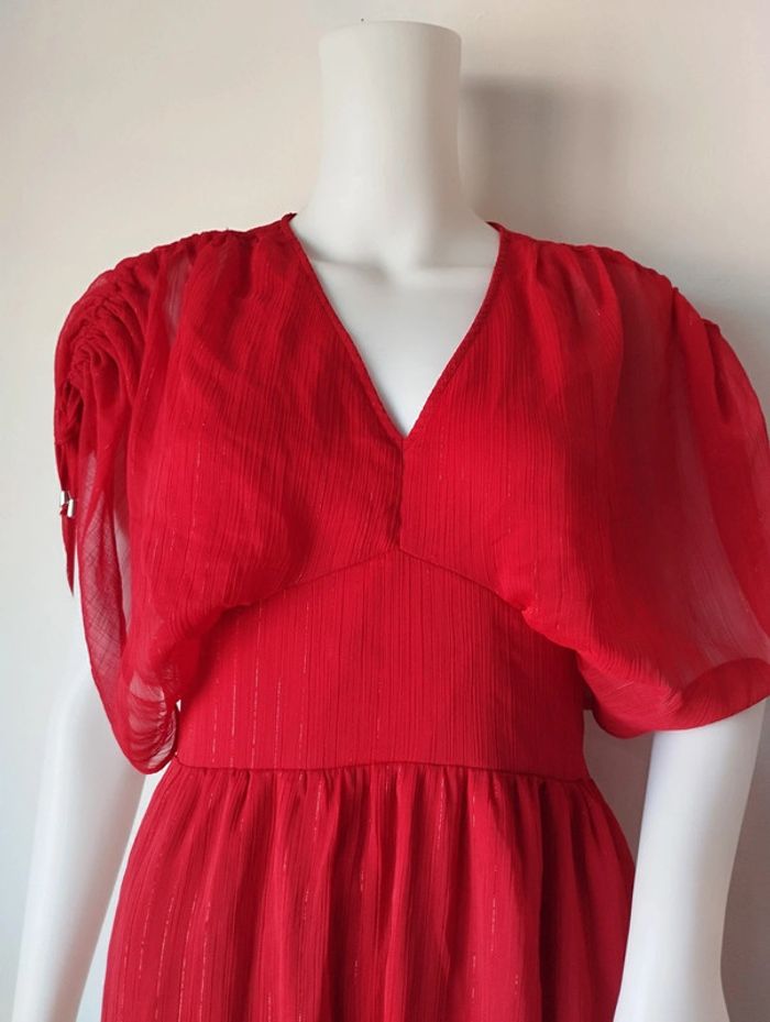 Robe de soirée longue vaporeuse rouge Promod taille 36 - photo numéro 3