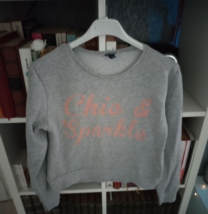Pull gris pailleté court "Kiabi" en très bon état 👌🏻