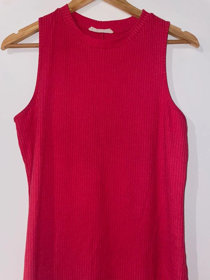 Robe longue sans manche rose col rond - photo numéro 2