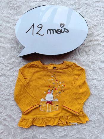 Blouse tunique chemise manches longues Fille 12 mois lapin Sergent major 100% coton