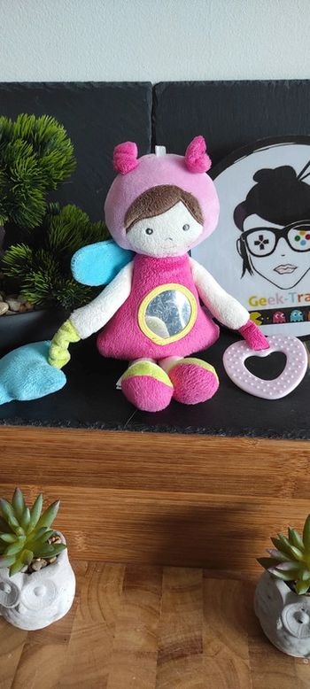 Doudou Poupée Fée Rose Vert Bleu Papillon Coeur Miroir Sucre D Orge Dentition #geektradedoudou