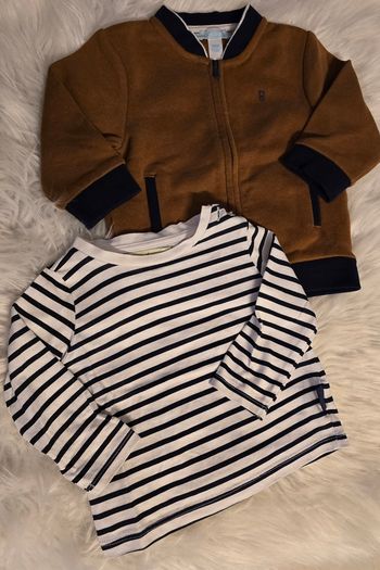 (Neufs non portés) 😍🥰💙 sweat zippé molleton et teeshirt ml 9 mois garçon 💙🥰😍