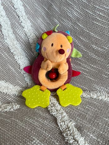 Peluche doudou d’éveil 18cm lilliputiens hérisson marron et vert très bon état