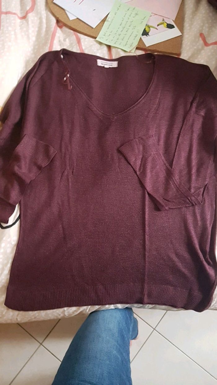 Pull manches longues bordeaux fin