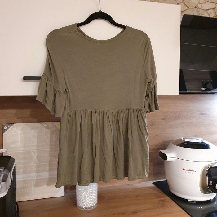 Tee-shirt Femme très sympa à volant (1) Couleur vert kaki T38 Boohoo - photo numéro 6