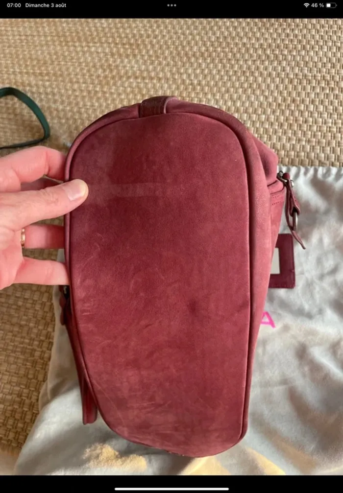 Sac cuir bourse fuchsia - photo numéro 3