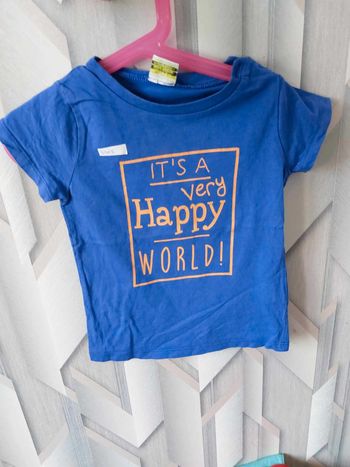 tee shirt bleu happy