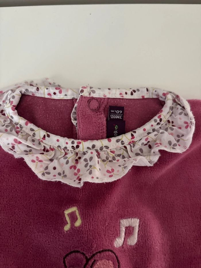 Pyjama velours fille - taille 3 mois - vertbaudet - photo numéro 3