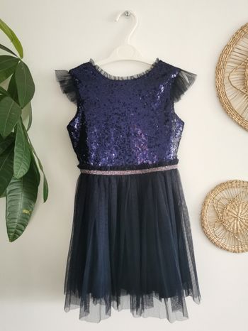 Robe de soirée, cérémonie bleu marine à sequins et tulle Vertbaudet 4 Ans