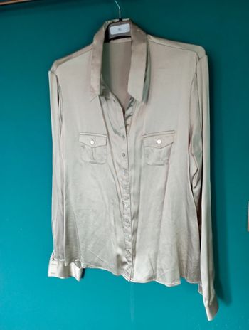 Chemise 100 % soie beige irisé