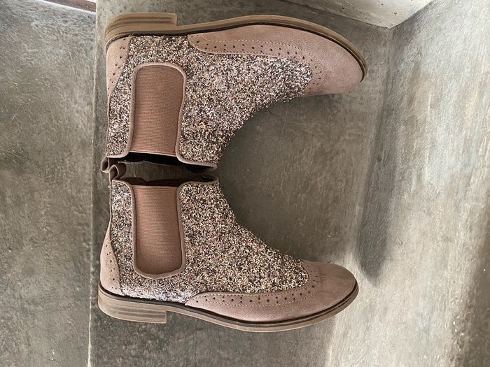 Boots Chelsea pailletées beige Young Dimension 37 - photo numéro 6