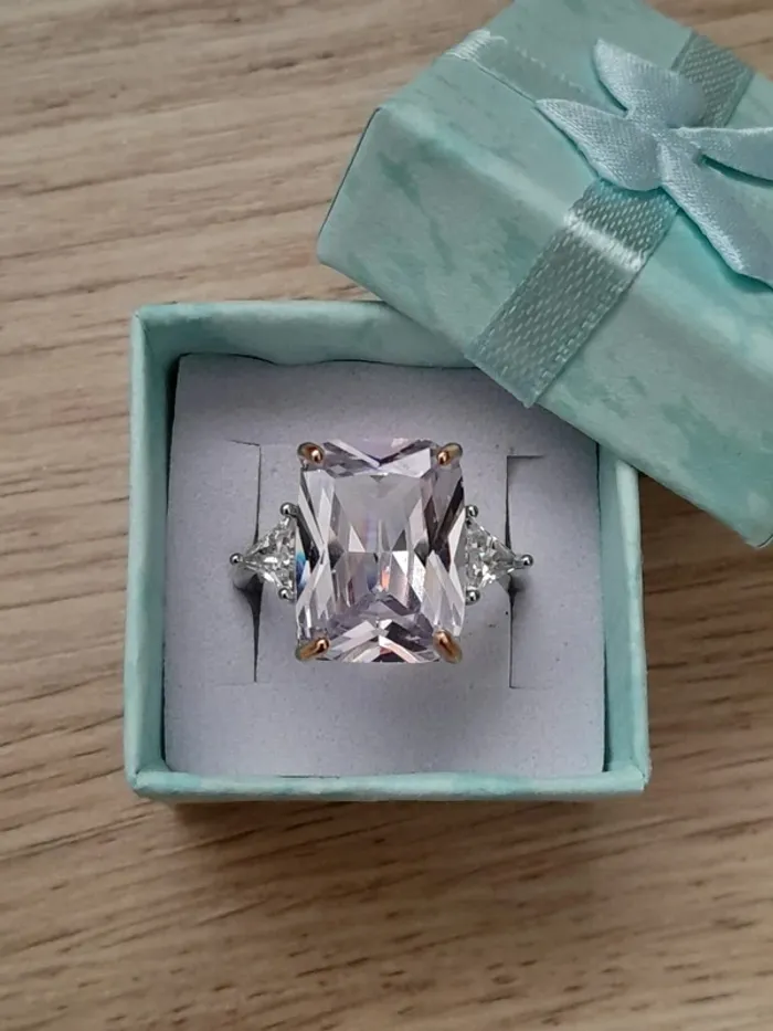 Bague avec grande pierre rectangulaire,couleur Transparente, style Bohème, taille 60 - photo numéro 2