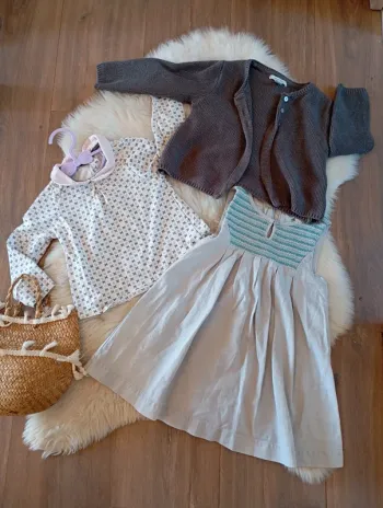 Lot de rentrée Okaïdi obaibi 💖 23 mois 2 ans robe + blouse + cardigan