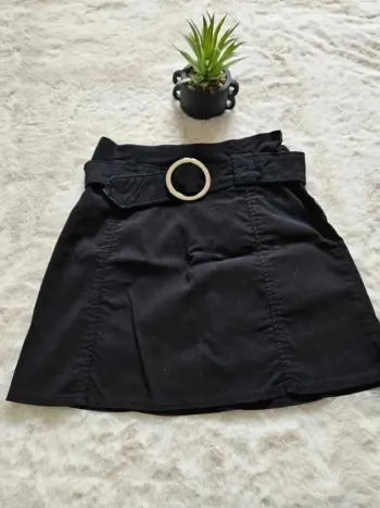 🖤 Jupe courte Pimkie XS 34 noire modèle ceinturé boucle zip dos femme🖤