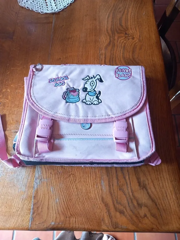 🗑cartable à dos rose Poivre Blanc