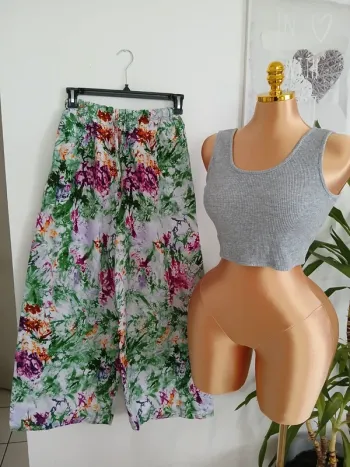 Magnifique Pantalon Overside à motifs Bas Large Neuf🌿💝