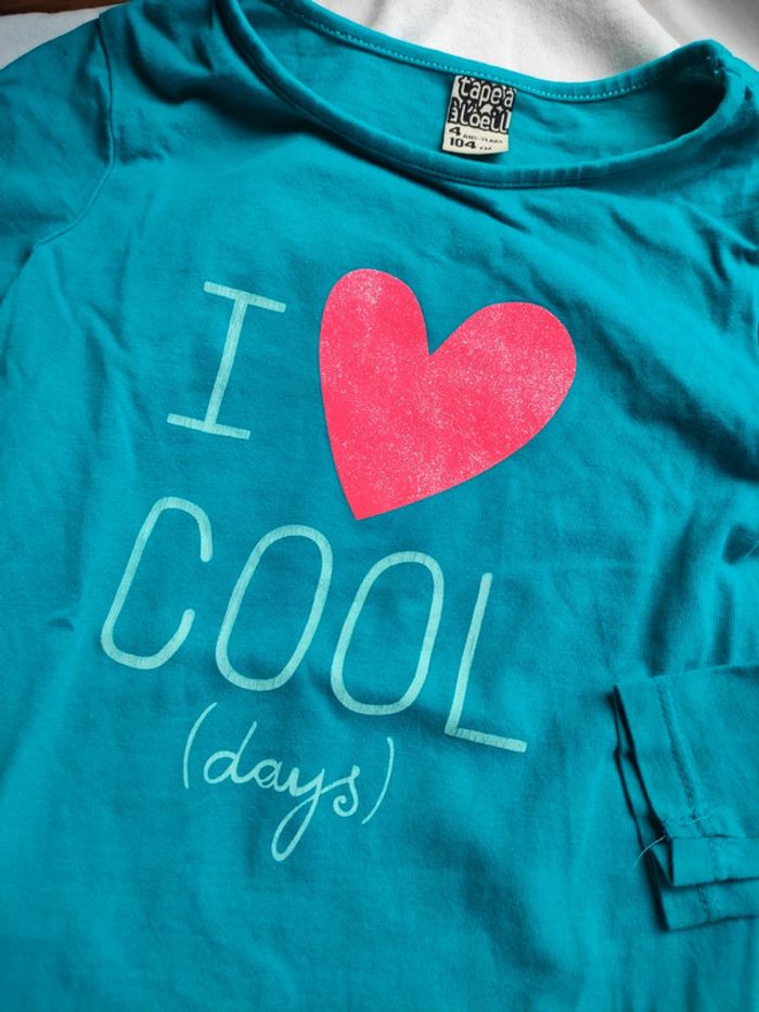 T-shirt manches longues coeur cool love 4 ans - photo numéro 2