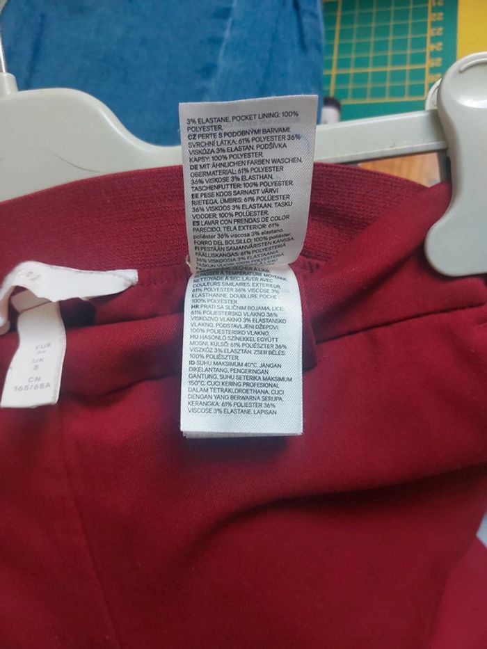 Joli pantalon rouge carmin coupe droite élastique - 36 S - photo numéro 9