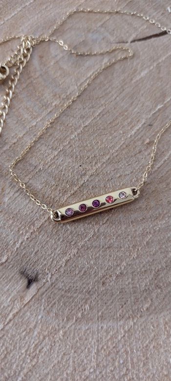 Collier barre strass rose Bohm
