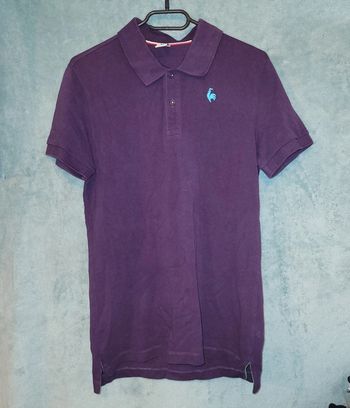 Polo Vintage Couleur Prune 🐓 Le Coq Sportif - Coq Brodé Turquoise - Taille XS