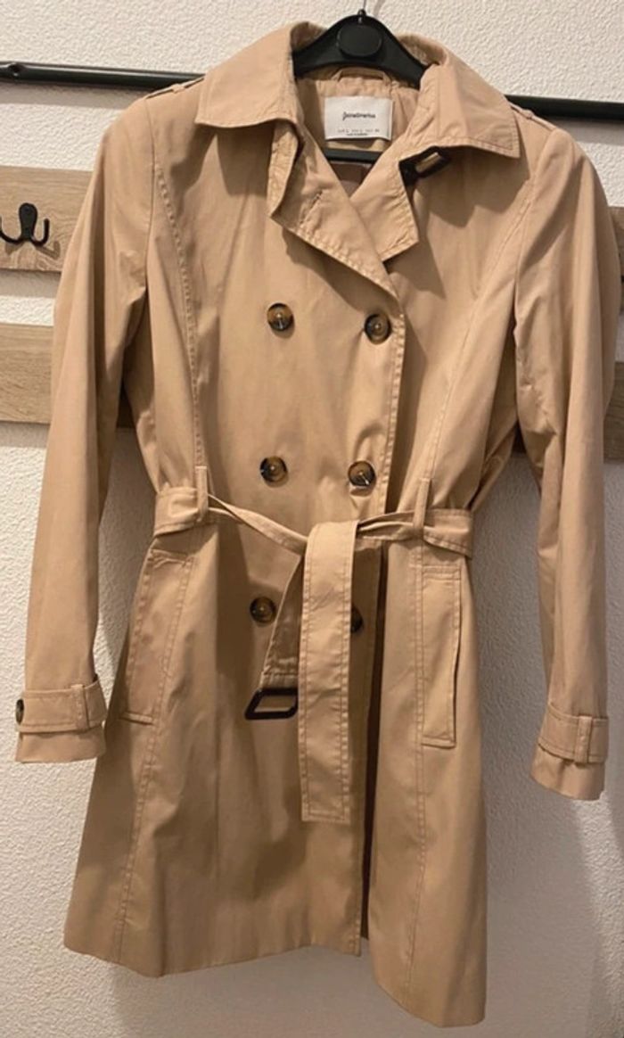 Veste Trench beige marron Stradivarius L - photo numéro 3