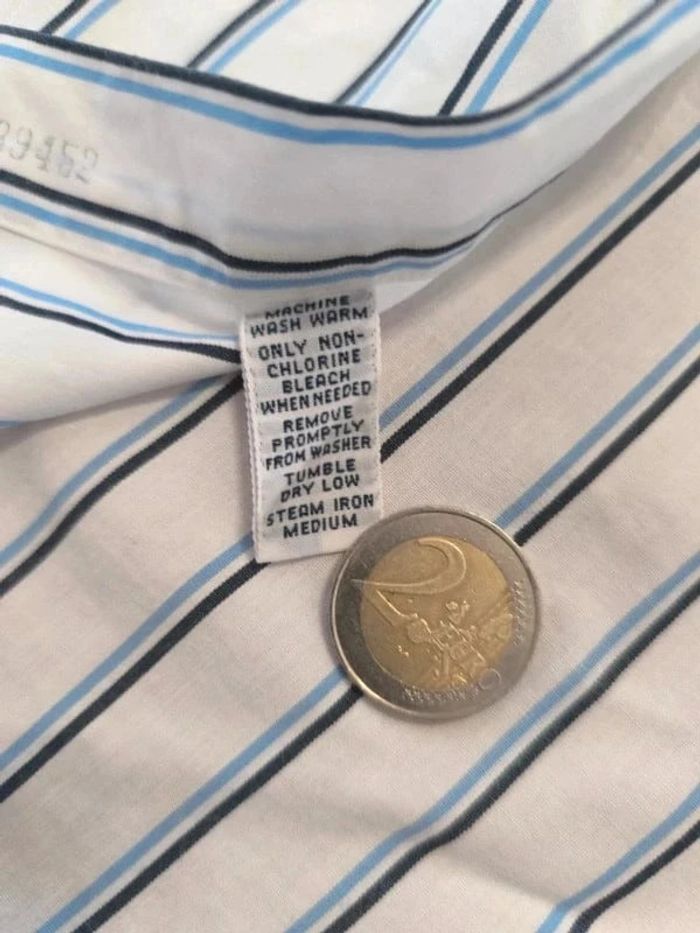 Chemise à rayures - Ralph Lauren - Yarmouth - Logo brodé marine - blanc, bleu, noir - Taille L - photo numéro 10