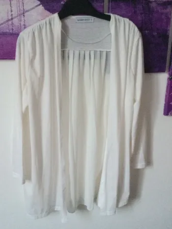 Gilet chic blanc bimatière T36