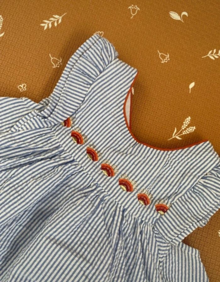 Robe + bloomer 12 mois - rayures - photo numéro 2