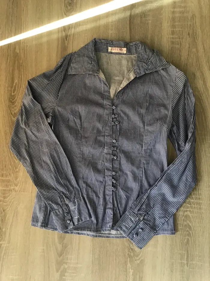 Chemise bleue petits carreaux