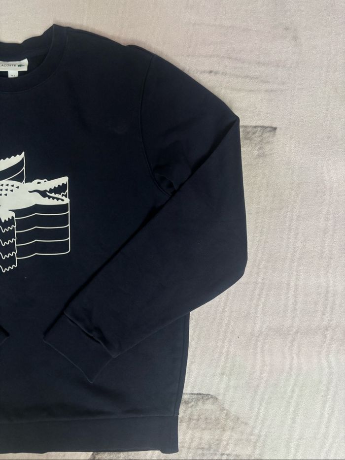 Sweat Lacoste bleu marine logo imprimé crocodile blanc taille M/L - photo numéro 6