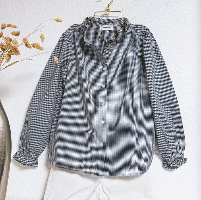 Blouse carreaux noir blanc taille S/M🌸 - photo numéro 4
