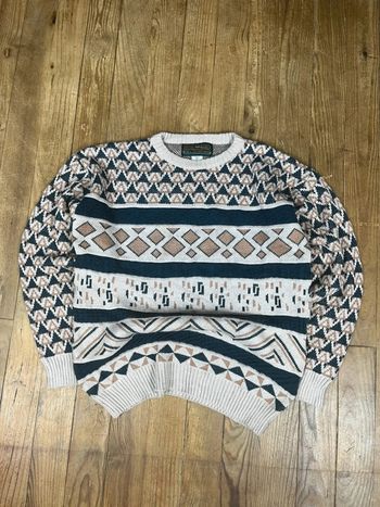 Pull maille vintage motifs rayures multicolore S