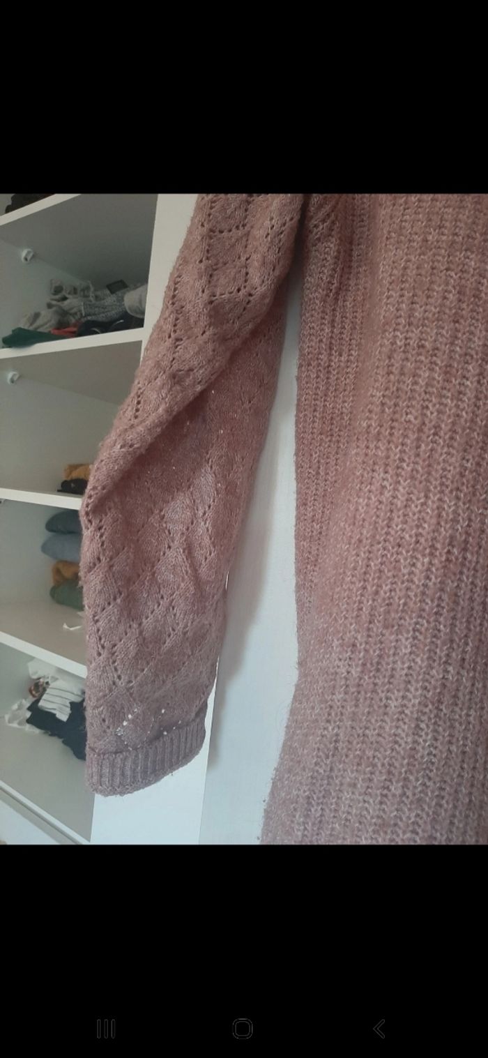 Pull ajouré vieux rose - photo numéro 3