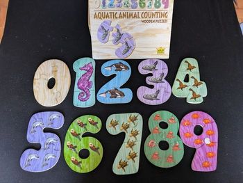 Puzzle bois chiffre enfant thème animal aquatique