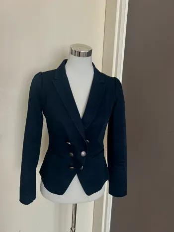 H&M, veste, blazer bleu marine, femme, taille 38