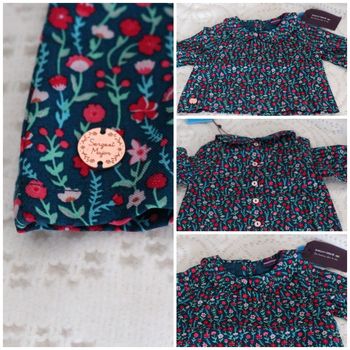 Blouse imprimé bleu 9 mois sergent-major